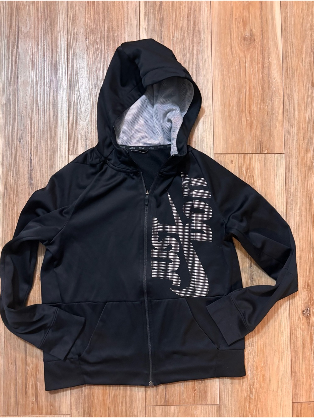 Nike Black Hooded Girls' Zip-Up Jacket with Reflective Logo